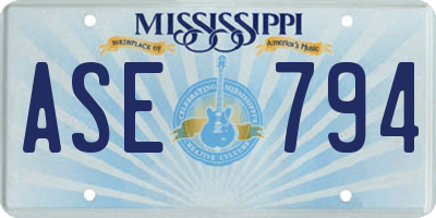 MS license plate ASE794