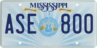 MS license plate ASE800