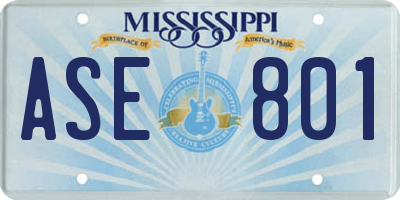 MS license plate ASE801