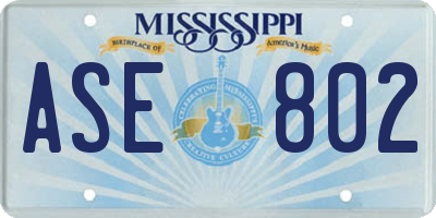 MS license plate ASE802