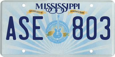 MS license plate ASE803