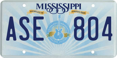 MS license plate ASE804