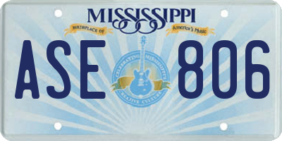 MS license plate ASE806