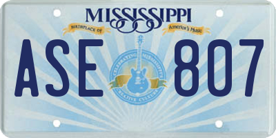 MS license plate ASE807