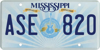 MS license plate ASE820