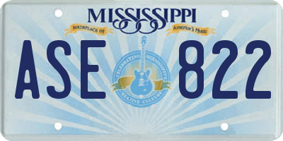 MS license plate ASE822