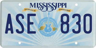 MS license plate ASE830