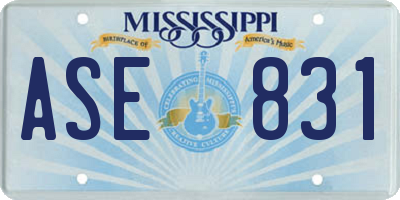 MS license plate ASE831