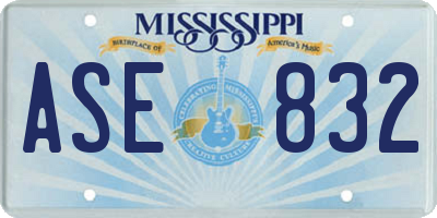 MS license plate ASE832