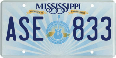 MS license plate ASE833