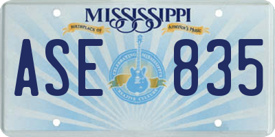 MS license plate ASE835