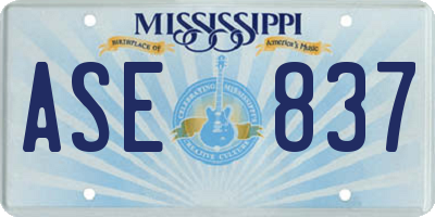MS license plate ASE837
