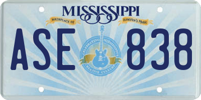 MS license plate ASE838