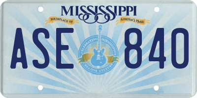 MS license plate ASE840