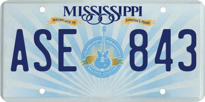 MS license plate ASE843