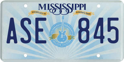 MS license plate ASE845