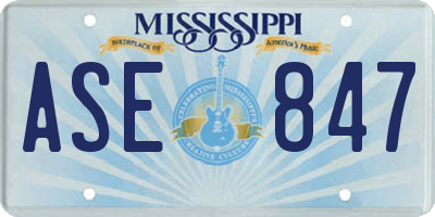 MS license plate ASE847