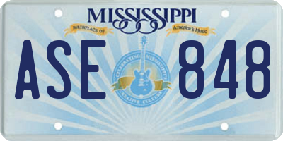 MS license plate ASE848