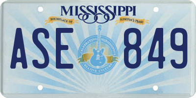 MS license plate ASE849