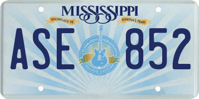 MS license plate ASE852