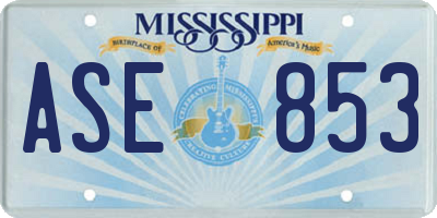 MS license plate ASE853
