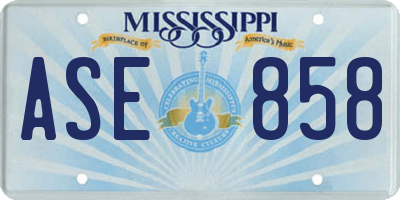 MS license plate ASE858