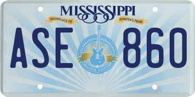 MS license plate ASE860