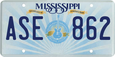 MS license plate ASE862