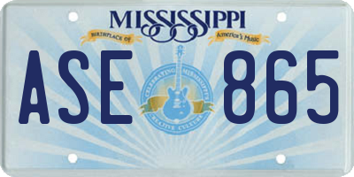 MS license plate ASE865