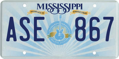 MS license plate ASE867