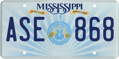 MS license plate ASE868