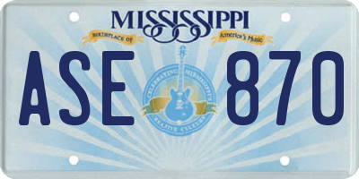 MS license plate ASE870