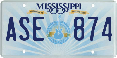 MS license plate ASE874