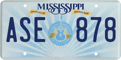 MS license plate ASE878