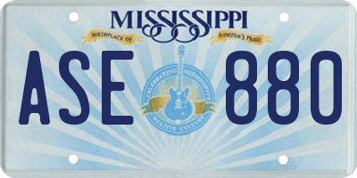 MS license plate ASE880