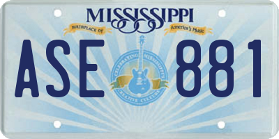 MS license plate ASE881