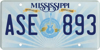 MS license plate ASE893