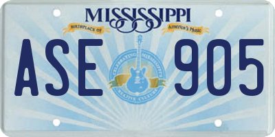 MS license plate ASE905