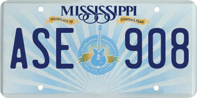 MS license plate ASE908