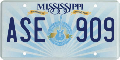 MS license plate ASE909
