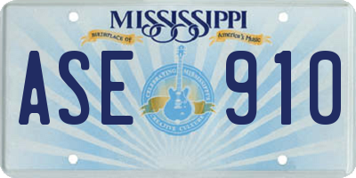 MS license plate ASE910