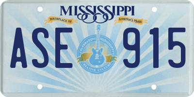 MS license plate ASE915