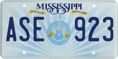 MS license plate ASE923