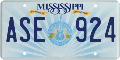 MS license plate ASE924