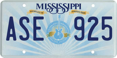 MS license plate ASE925