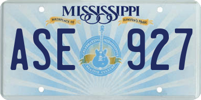 MS license plate ASE927