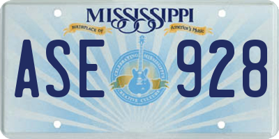 MS license plate ASE928