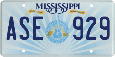 MS license plate ASE929