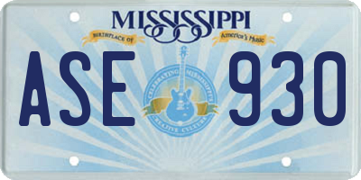 MS license plate ASE930