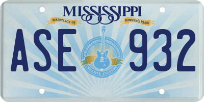 MS license plate ASE932